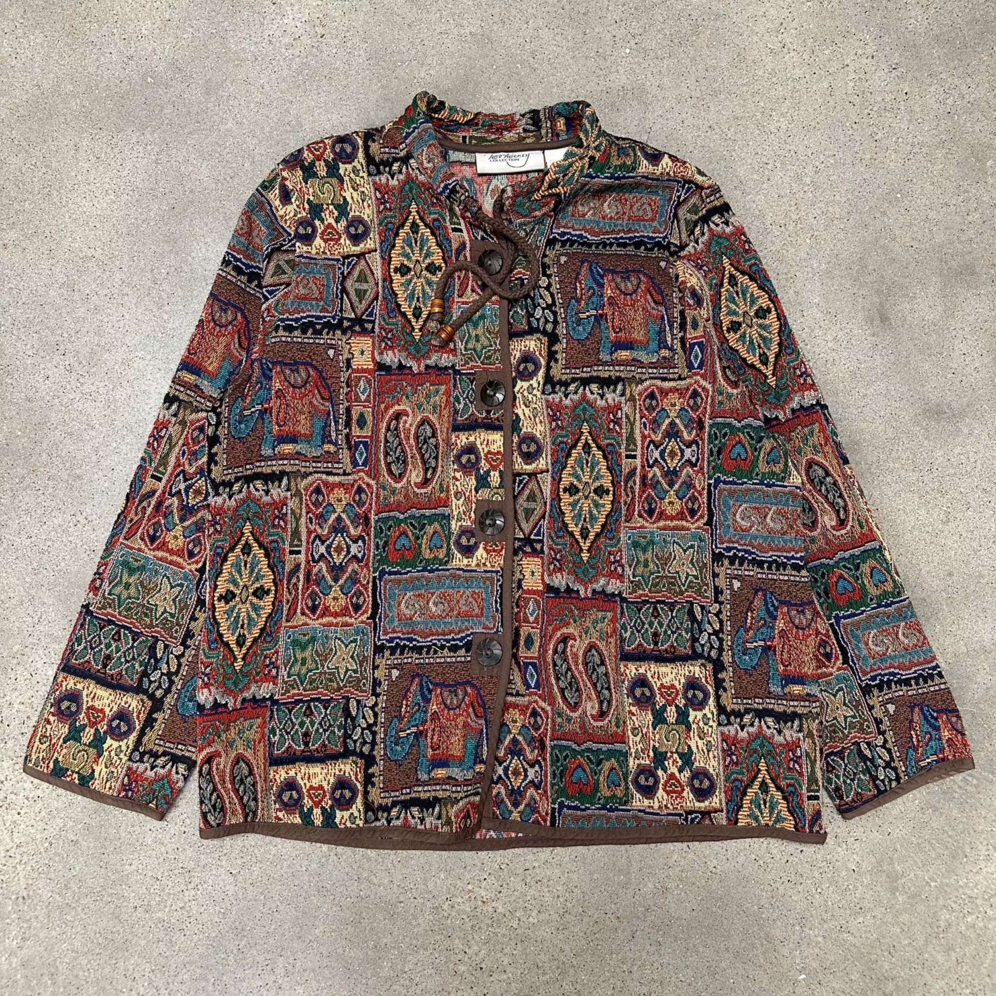 Vintage Light Jackets Vintage Two Twenty Unique Patterned Button Up Jacket Multi