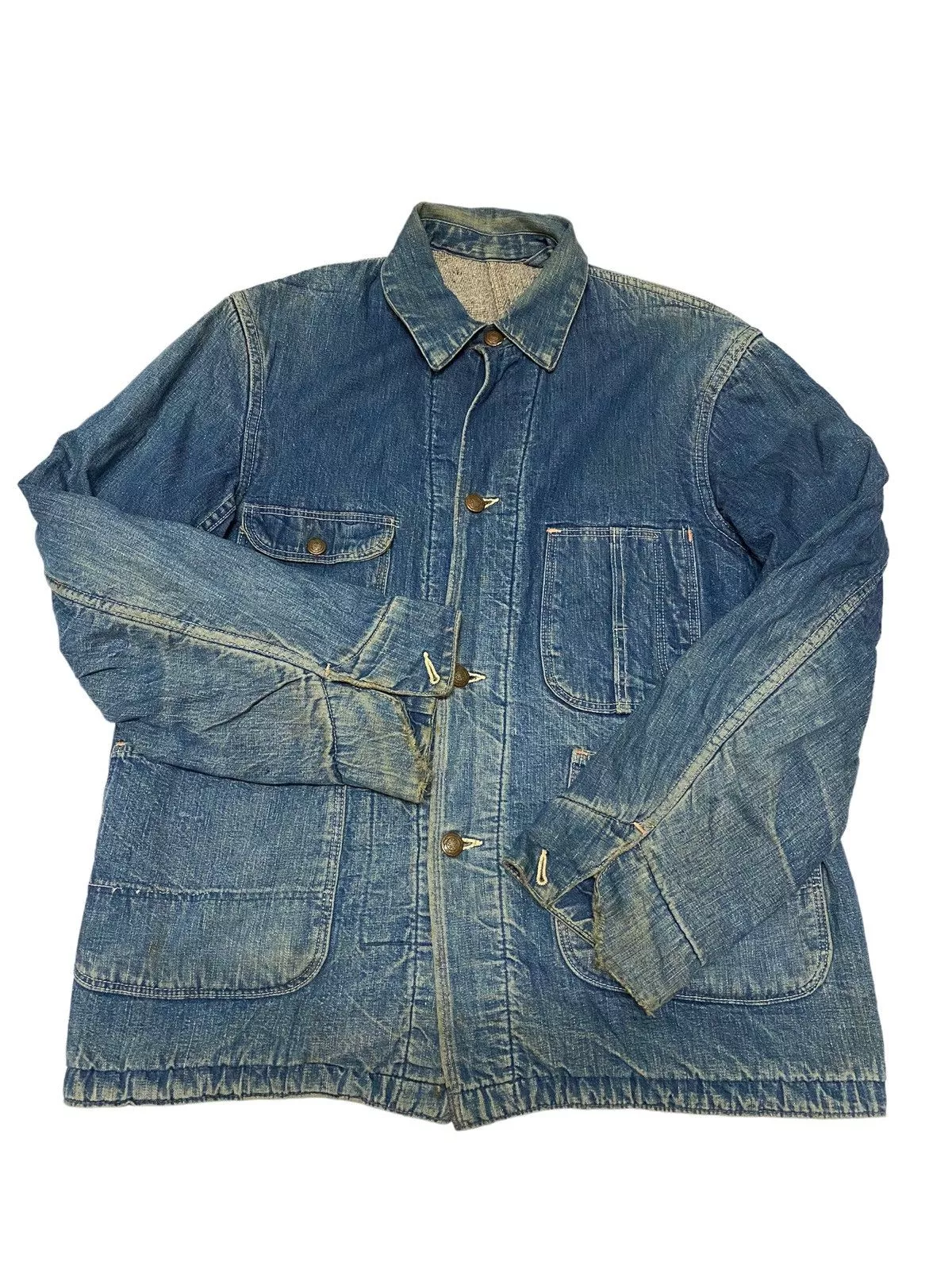 Vintage Denim Jackets Vintage 40’s 50’s Blanket Lined Chore Distressed Denim (C1) Blue