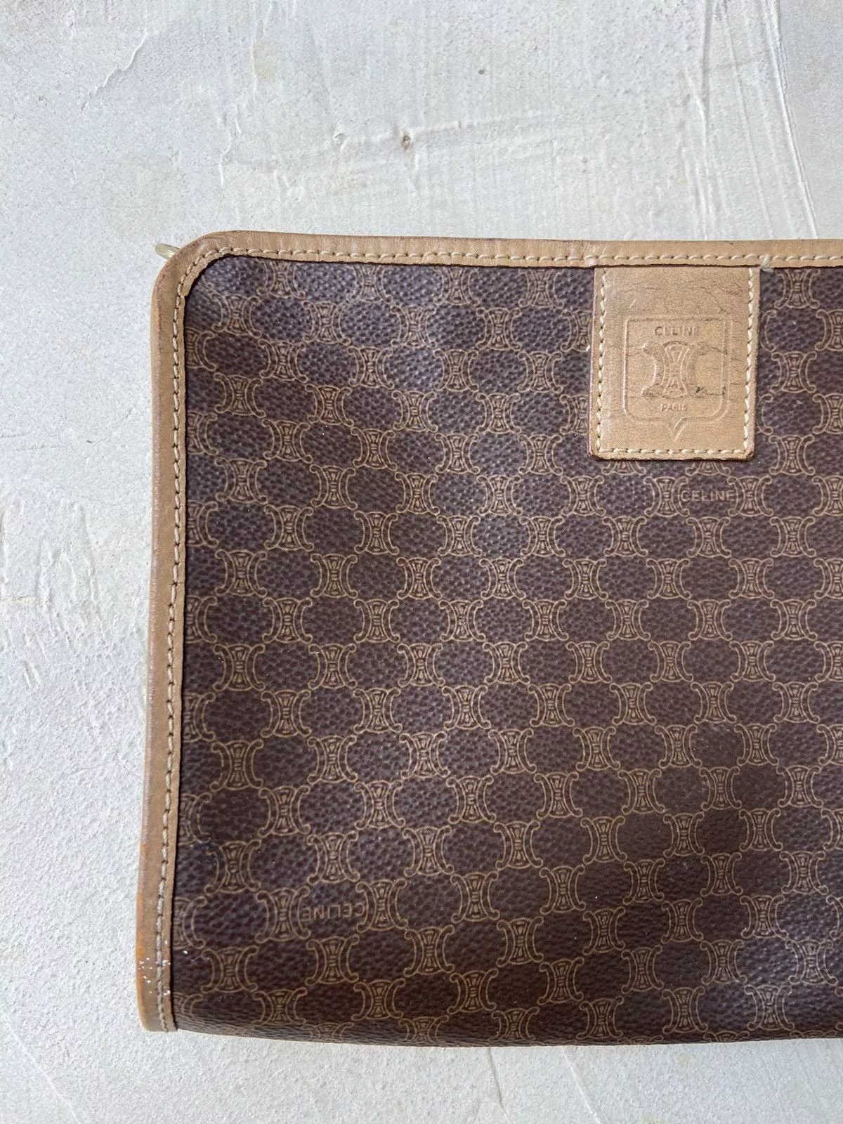 Celine Clutches Celine × Designer Auth Celine Macadam clutch Bag Brown Luxury
