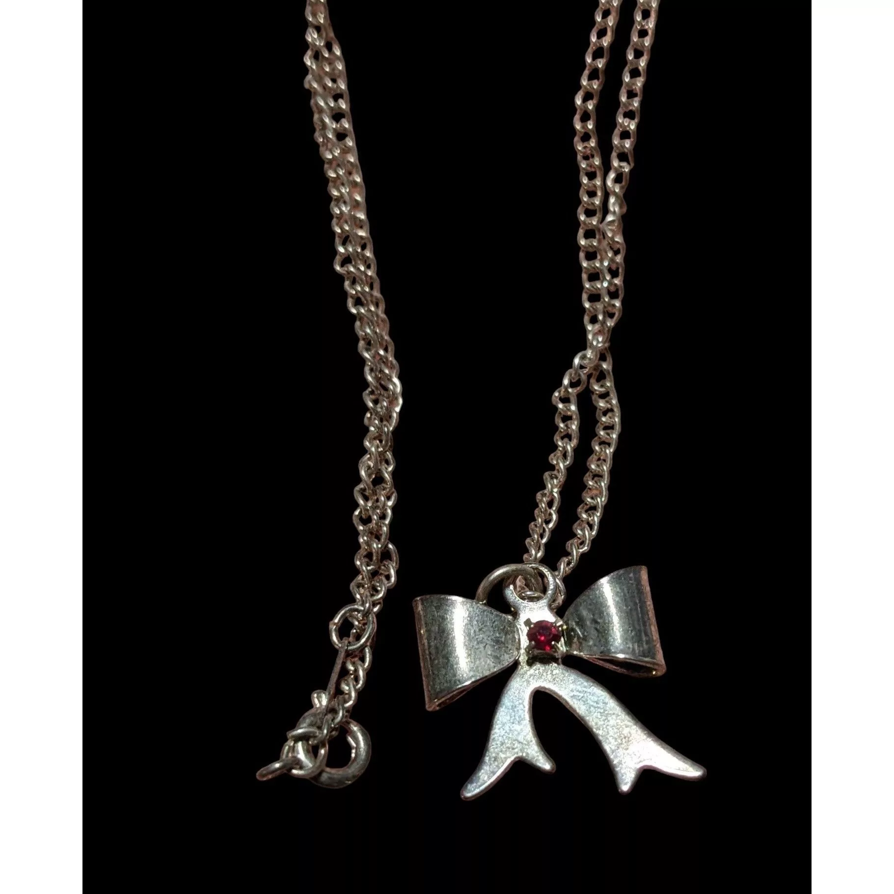 Other Necklaces Other Silver Rhinestone Bow Necklace