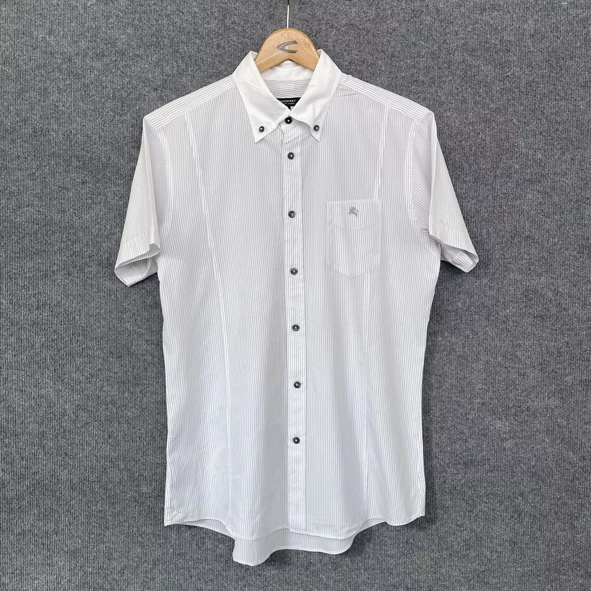 Burberry Shirts Button Ups Burberry Black Label Stripes Button Ups Shirt White
