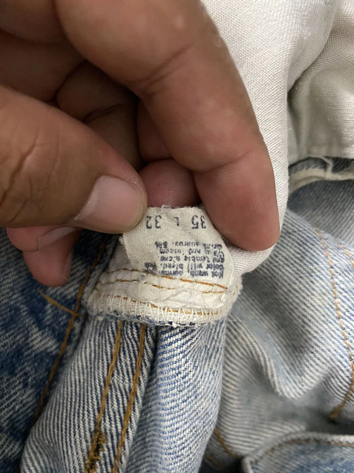 Levi's Denim Levi's × Vintage Vintage Thrashed Distressed Custom Levis Selvedge Button 6 Blue