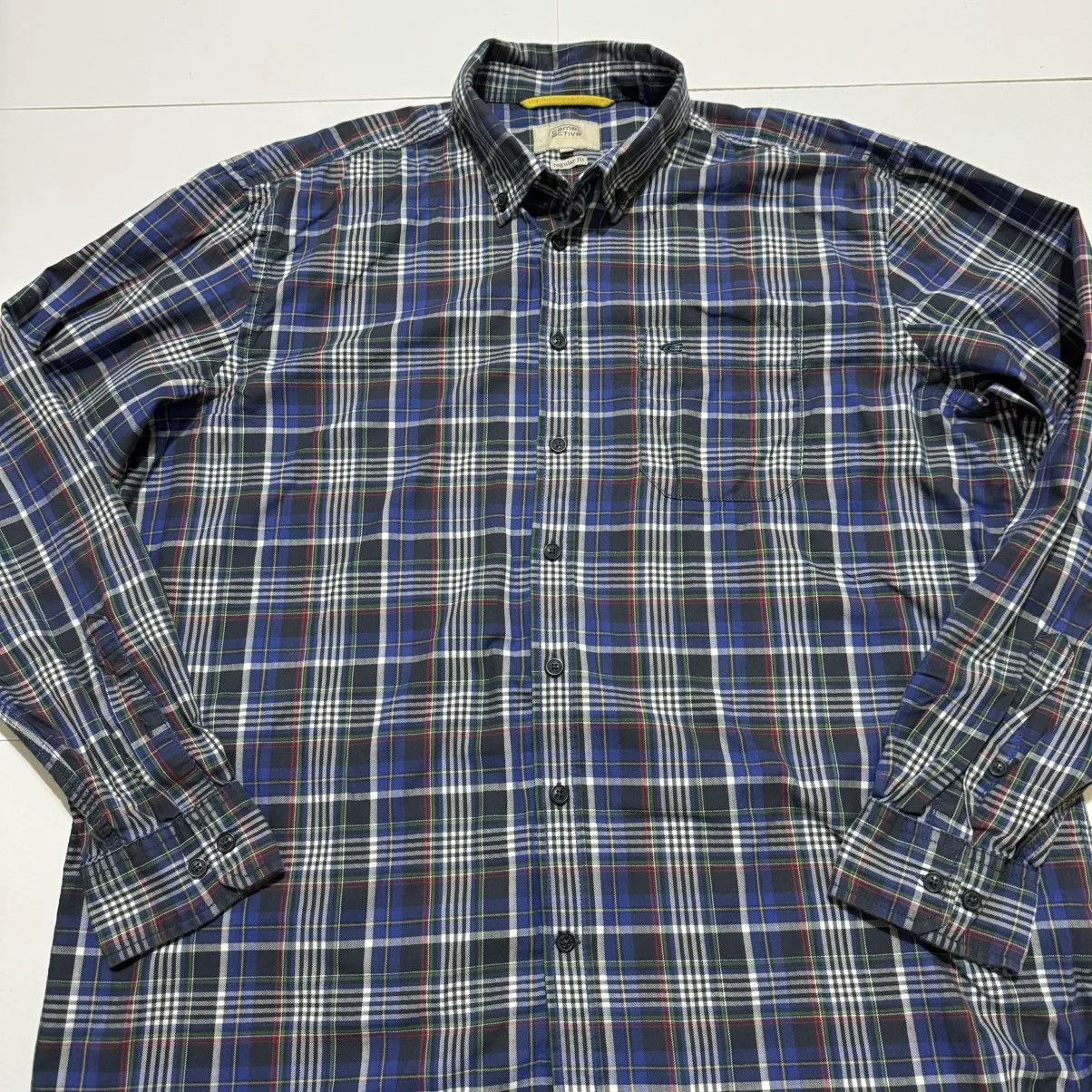 camel active Shirts Button Ups Camel Active Men’s Shirt Multicoloured Regular Fit Plaid Blue