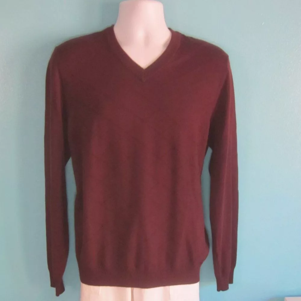 Hugo Boss Sweaters Knitwear Hugo Boss Burgundy Wool Fitted Sweater Size XL Red