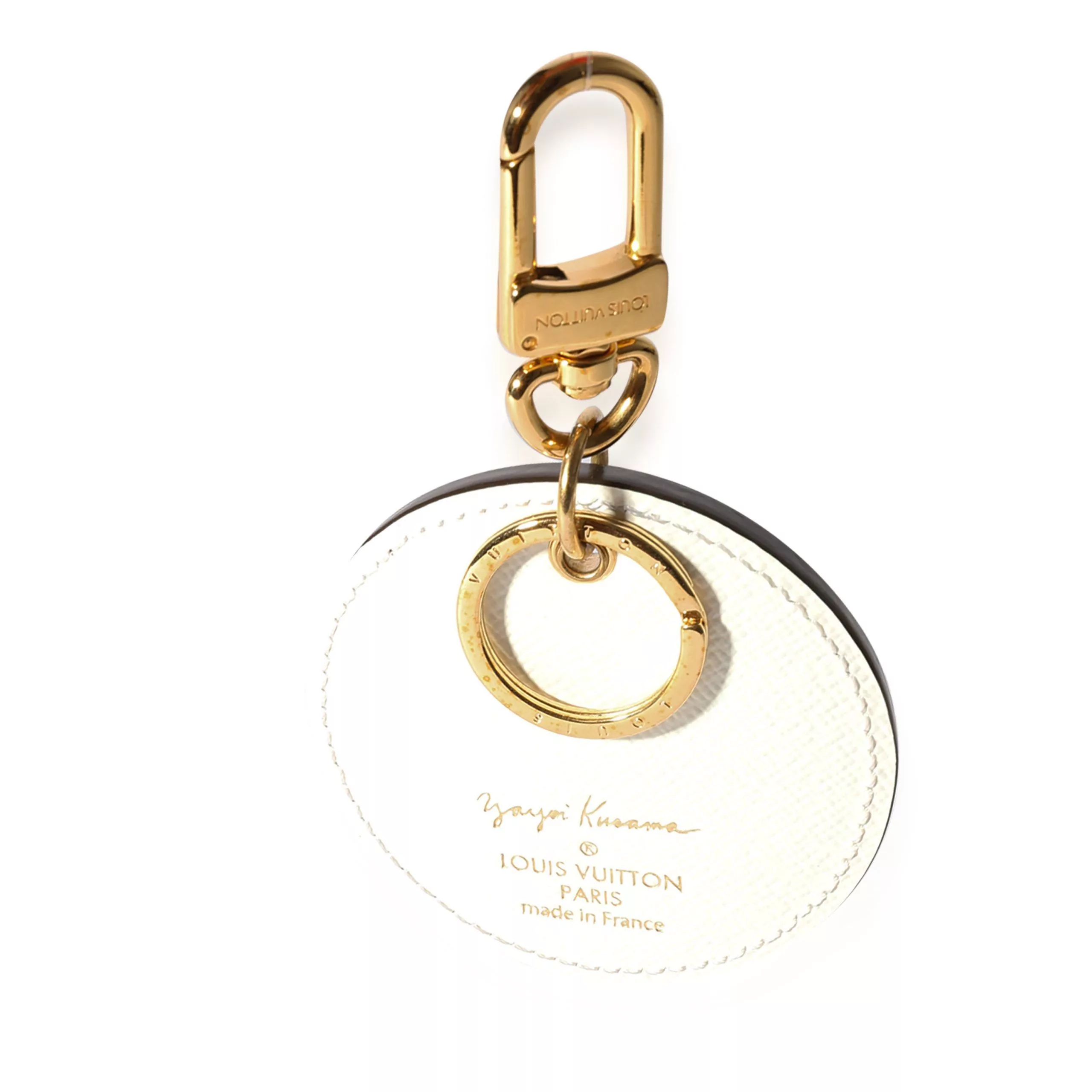 Louis Vuitton Rings Louis Vuitton x Yayoi Kusama White Infinity Dots Monogram Canvas Bag Charm Gold