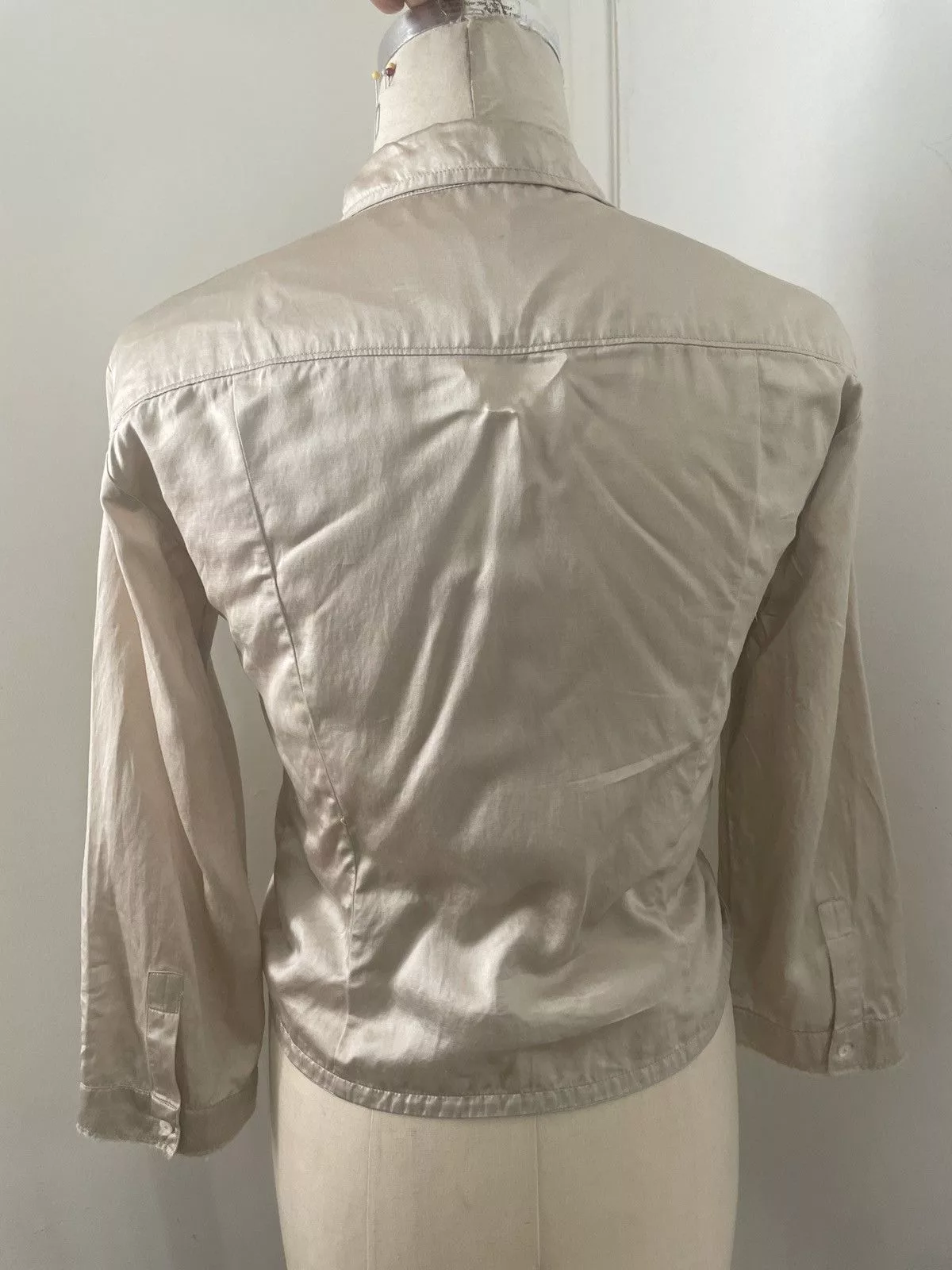 Marithe + Francois Girbaud Blouses Marithe + Francois Girbaud Marithe Girbaud tie front crop top blouse taupe silk cotton Beige