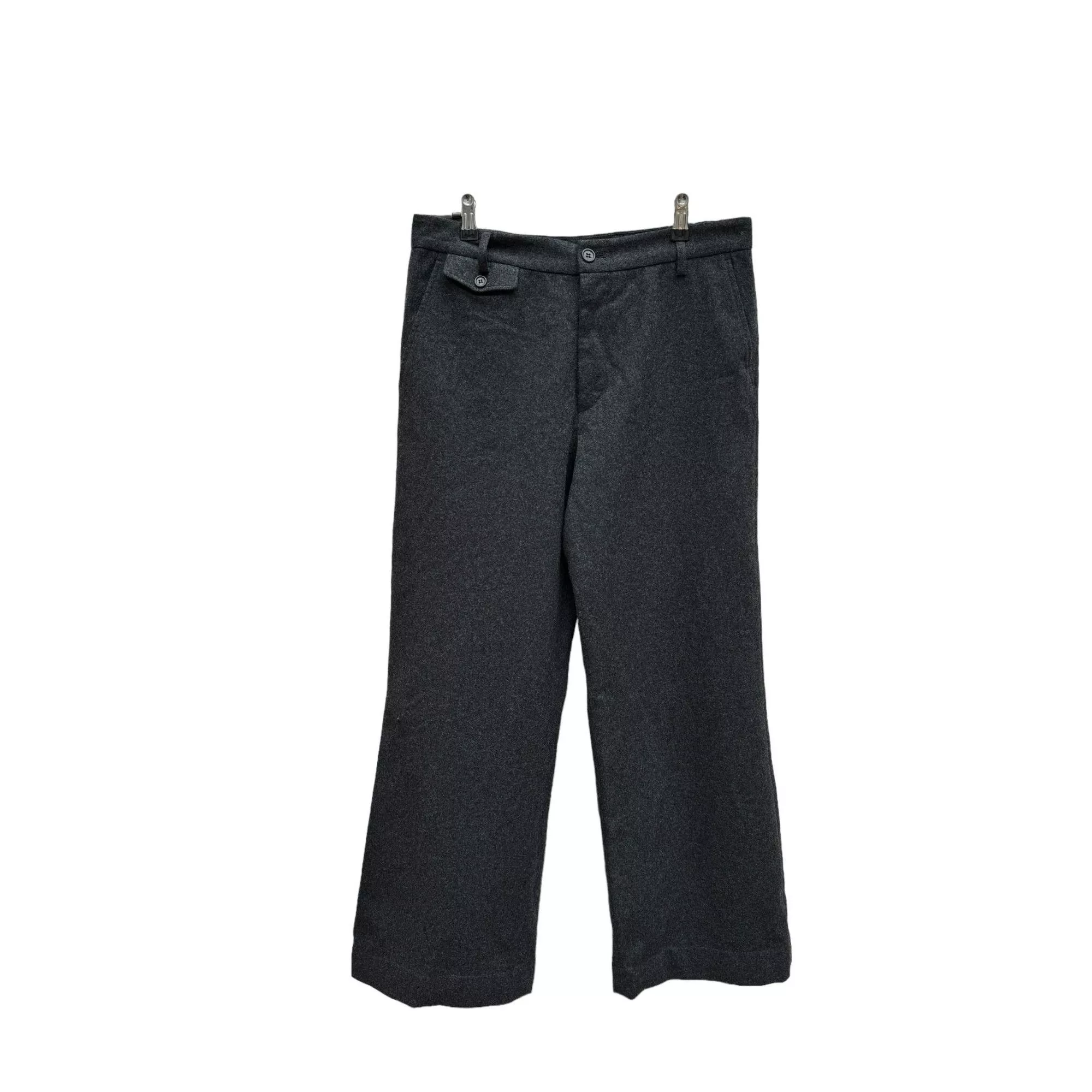 Dries Van Noten Casual Pants Dries Van Noten Grey Wool Wide Pants Gray