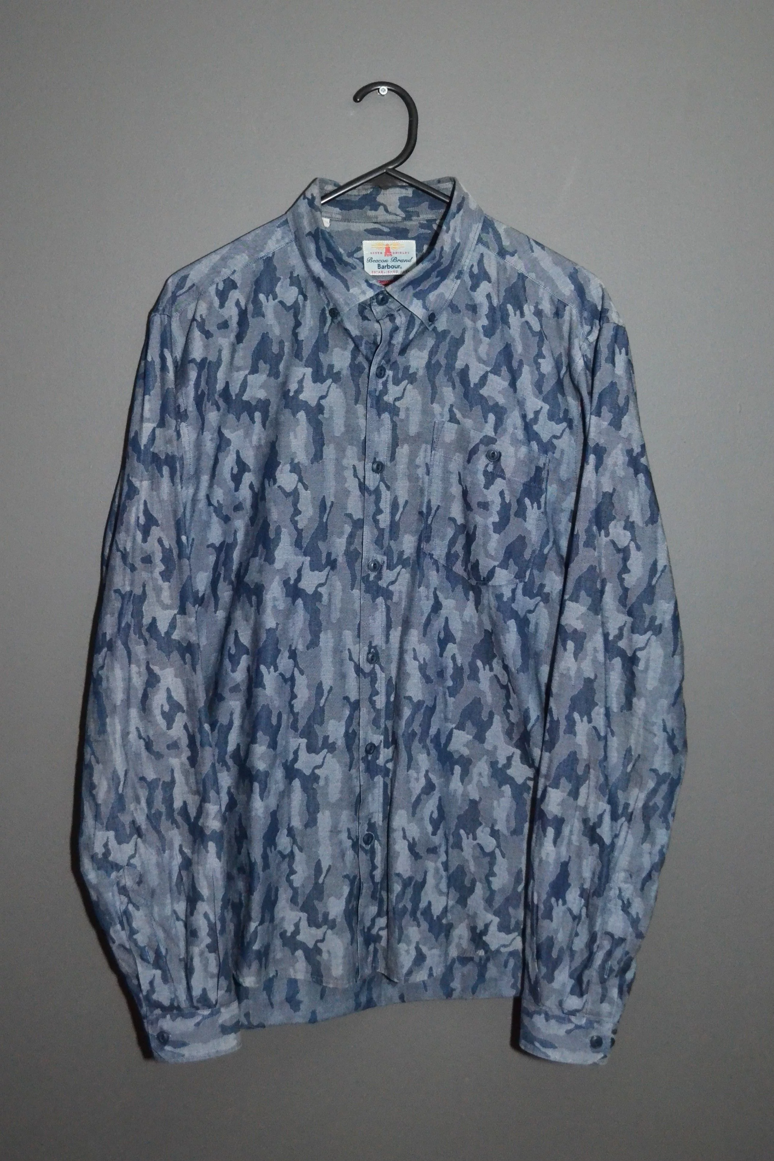Barbour Shirts Button Ups Barbour M Indigo Camo Shirt Indigo Blue