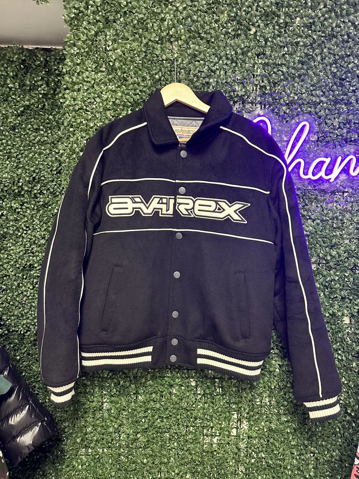 Avirex Bombers Avirex Felt Bomber Varsity Jacket Black