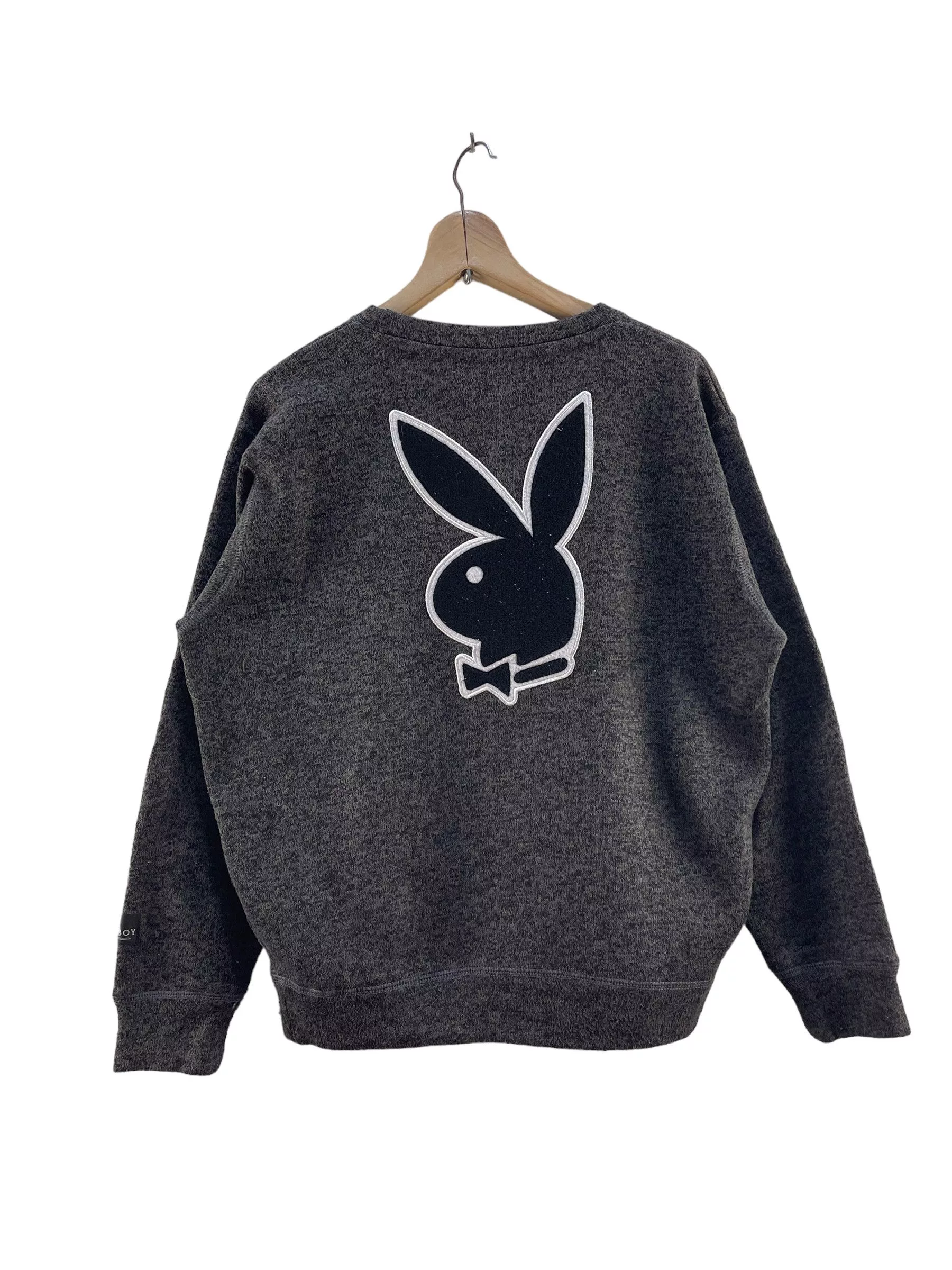Playboy Sweatshirts Vintage Playboy Logo Spellout Sweatshirt Gray