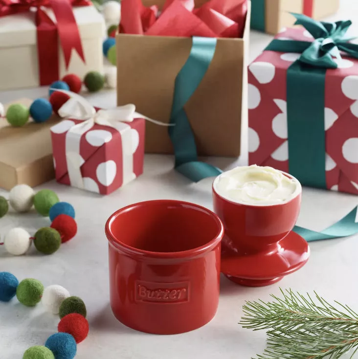 Retro Red Butter Bell Crock