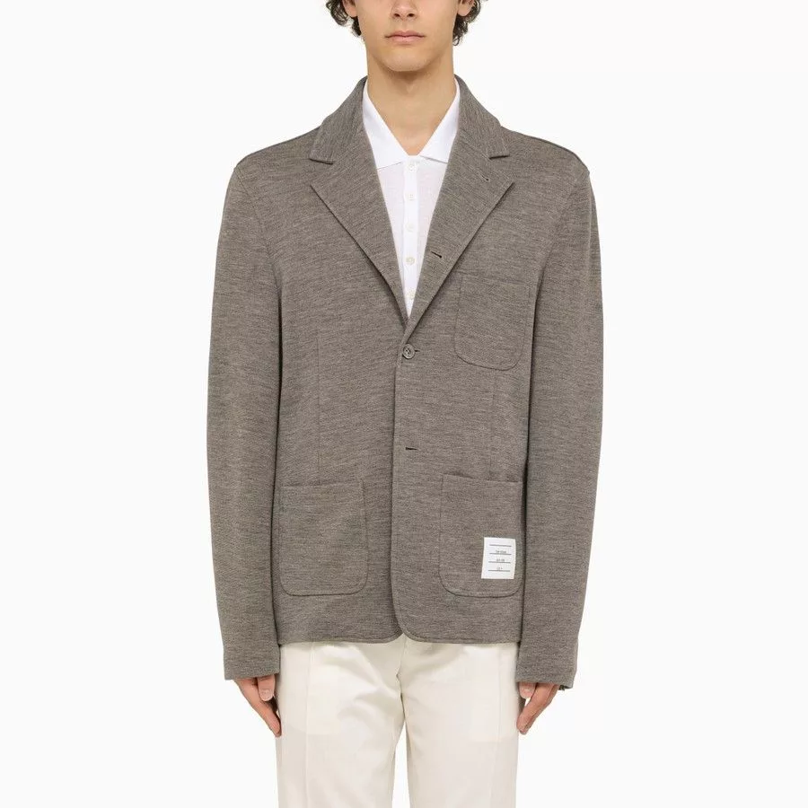Thom Browne Light Jackets Thom Browne o1d2blof0724 Wool Single-breasted Jacket in Grey Gray