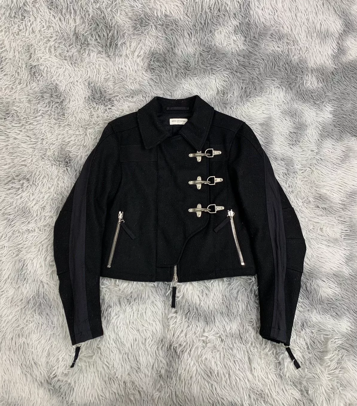 Dries Van Noten Coats Dries van noten "Rare Fireman cropped wool jacket" Black