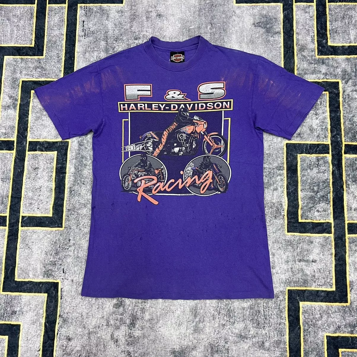 Harley Davidson Shirts Button Ups Harley Davidson × Vintage HARLEY DAVIDSON RARE VINTAGE BIKERS Purple