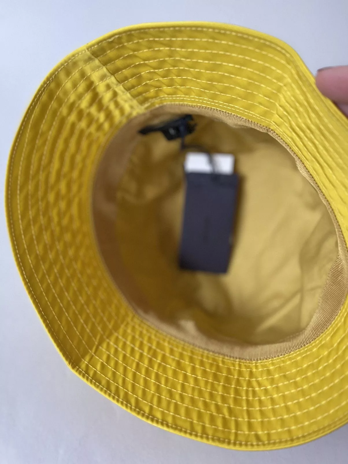 Prada Hats Prada Nylon Bucket with triangle logo Yellow