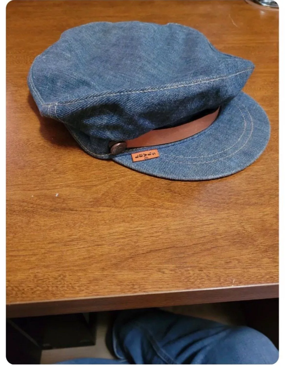Levi's Hats Levi's × Vintage Vintage Levis Denim Hat Orange Tab Engineer Cabbie Hat USA Blue