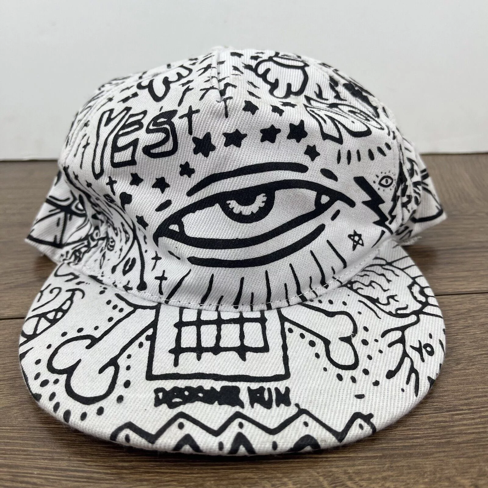 Other Hats Other Eye Hat Run Eye White Hat Adjustable Adult Size Hat White Ca