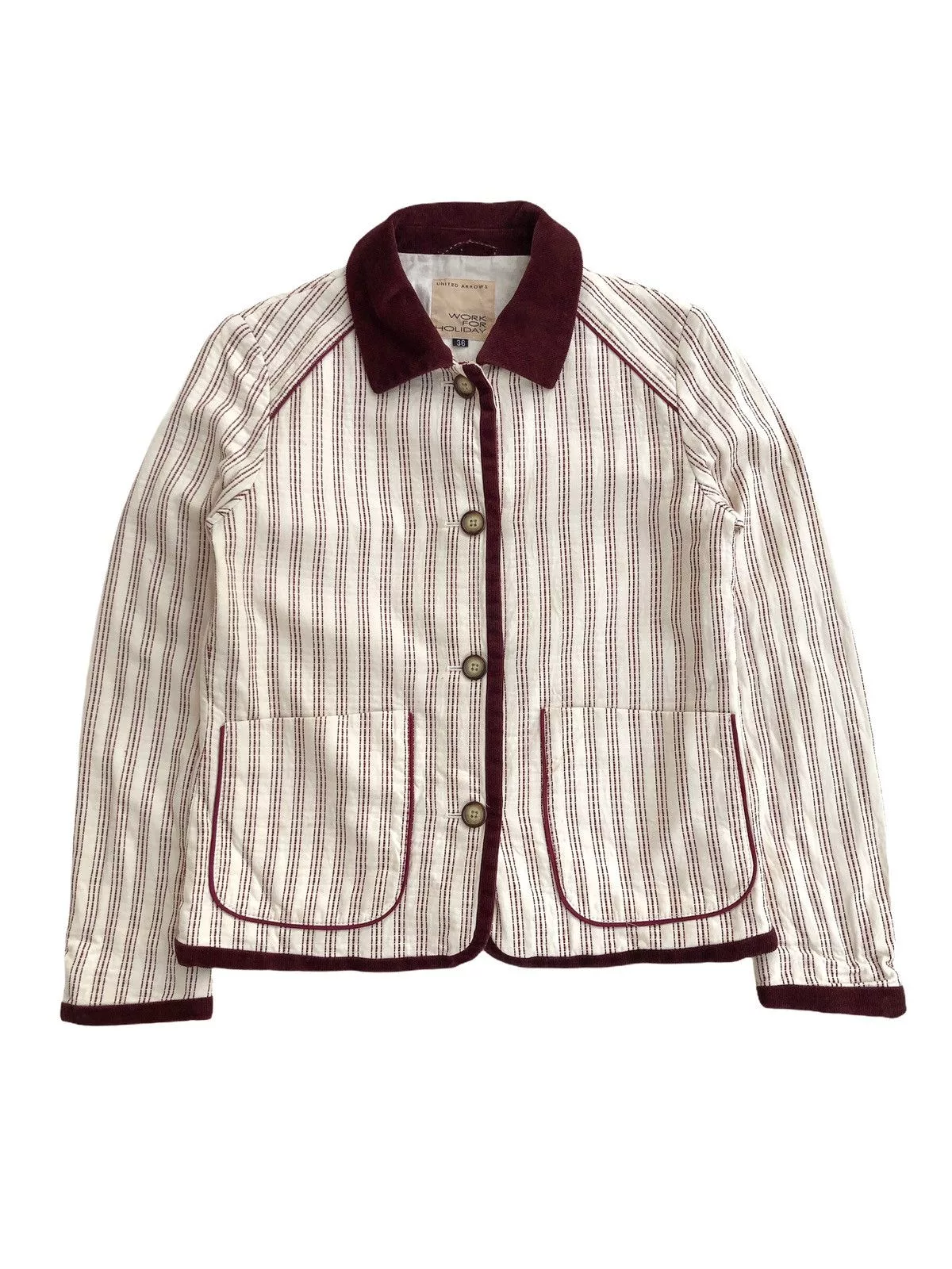 United Arrows Light Jackets United Arrows Stripes Stitching Button Jacket White