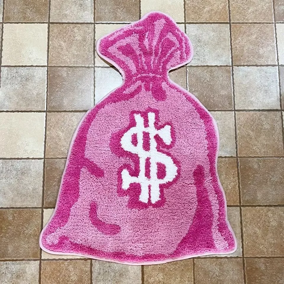 Vintage Miscellaneous Vintage Handmade Wallet Shape Money Tufted Rug Carpet Bedroom Pink Streetwear
