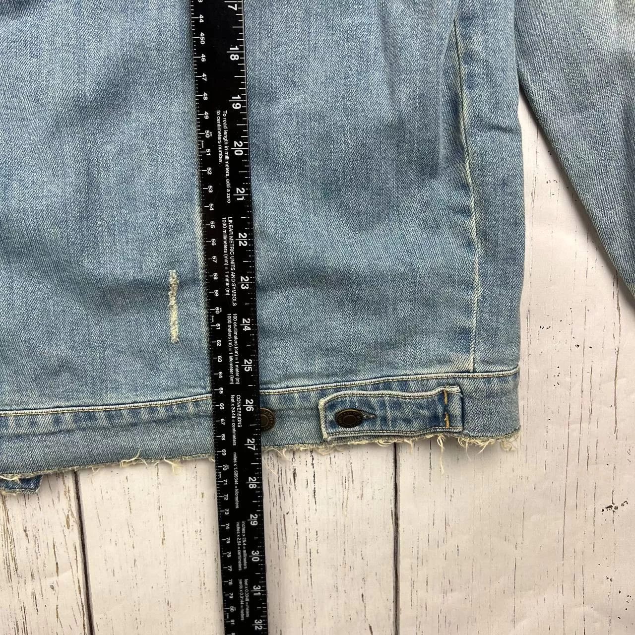 Mavi Denim Jackets Mavi Medium Stretchable Oversized Distressed Denim Jacket Blue