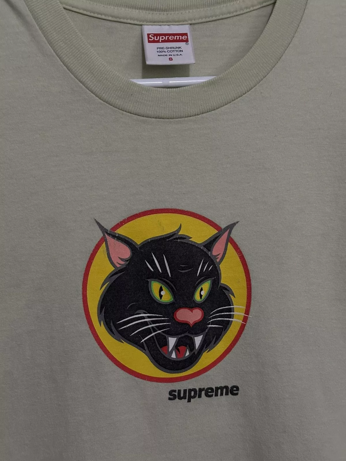 Supreme Short Sleeve T Shirts Supreme Black Cat Tee Green