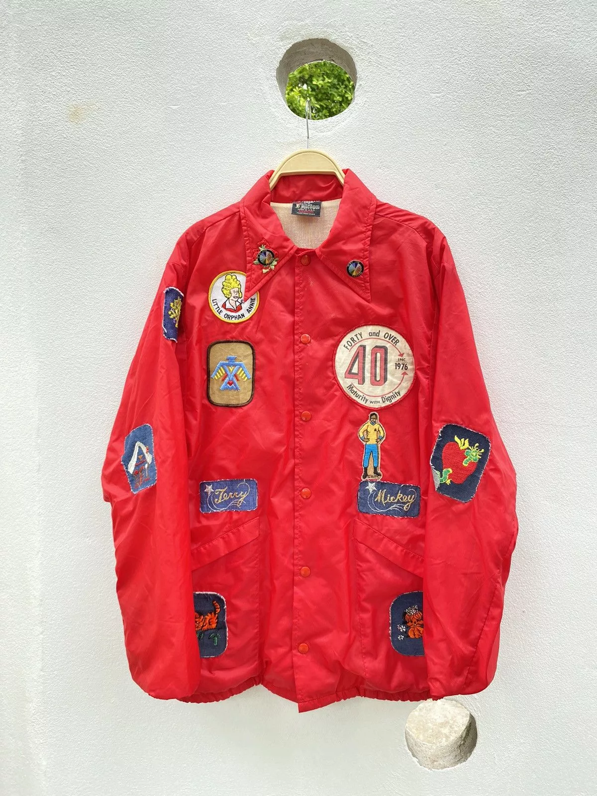 Vintage Light Jackets Vintage red nylon patch jacket