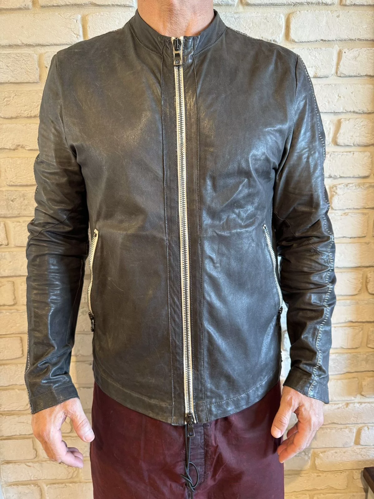 Transit Leather Jackets Transit Black leather jacket. White stitches.