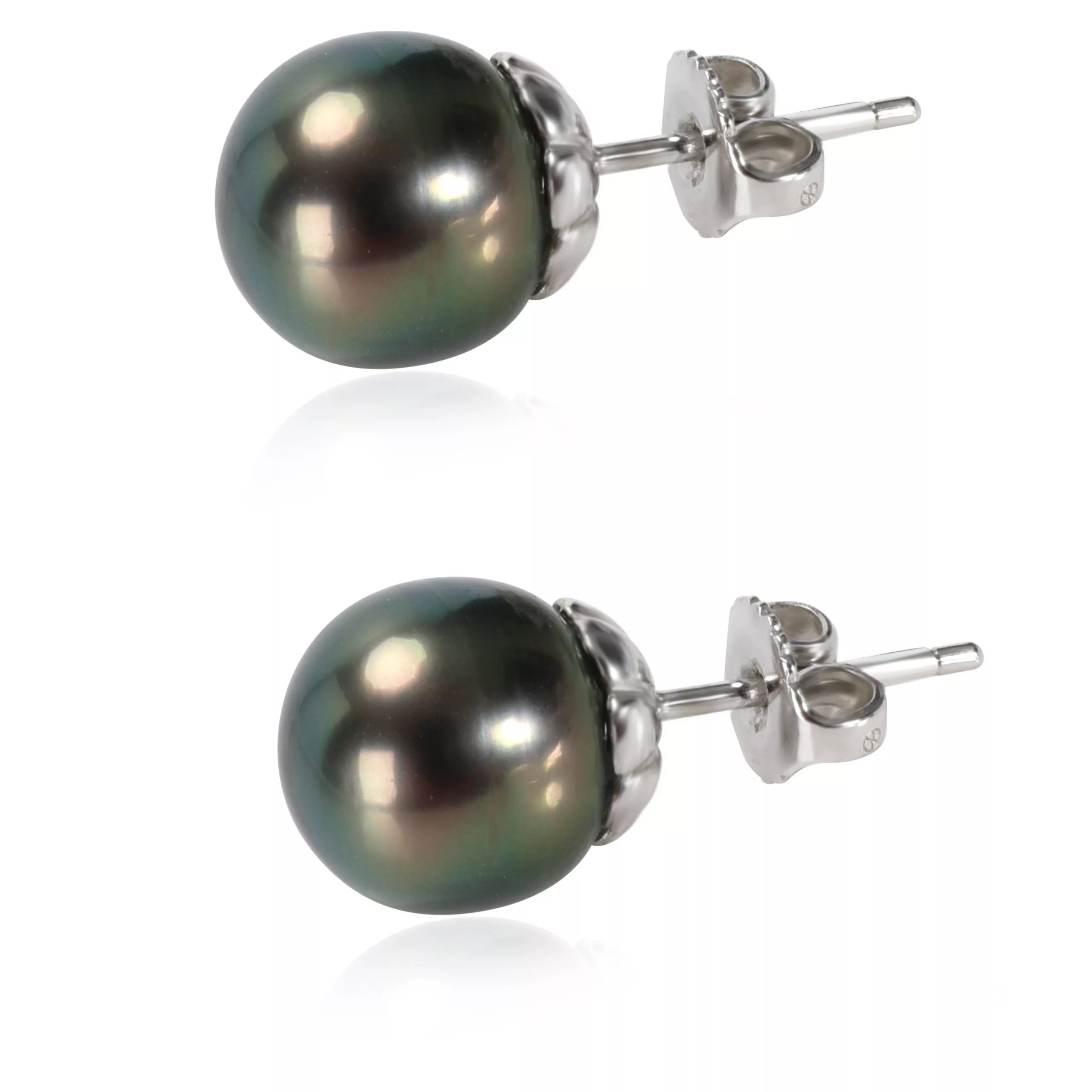 Other Rings Other Black Pearl Stud Earring in 18K White Gold (10 mm)