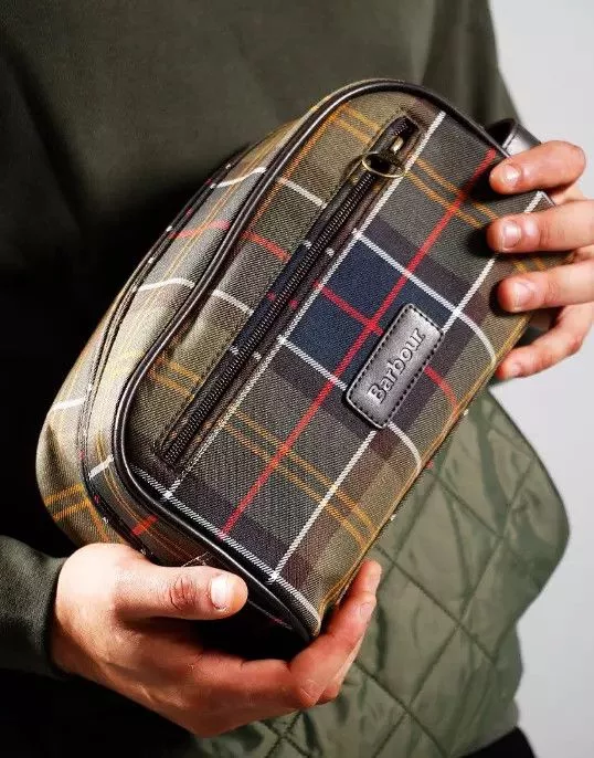 Barbour Bags Luggage Barbour Durable Canvas & Leather Trim Tartan Washbag Multi