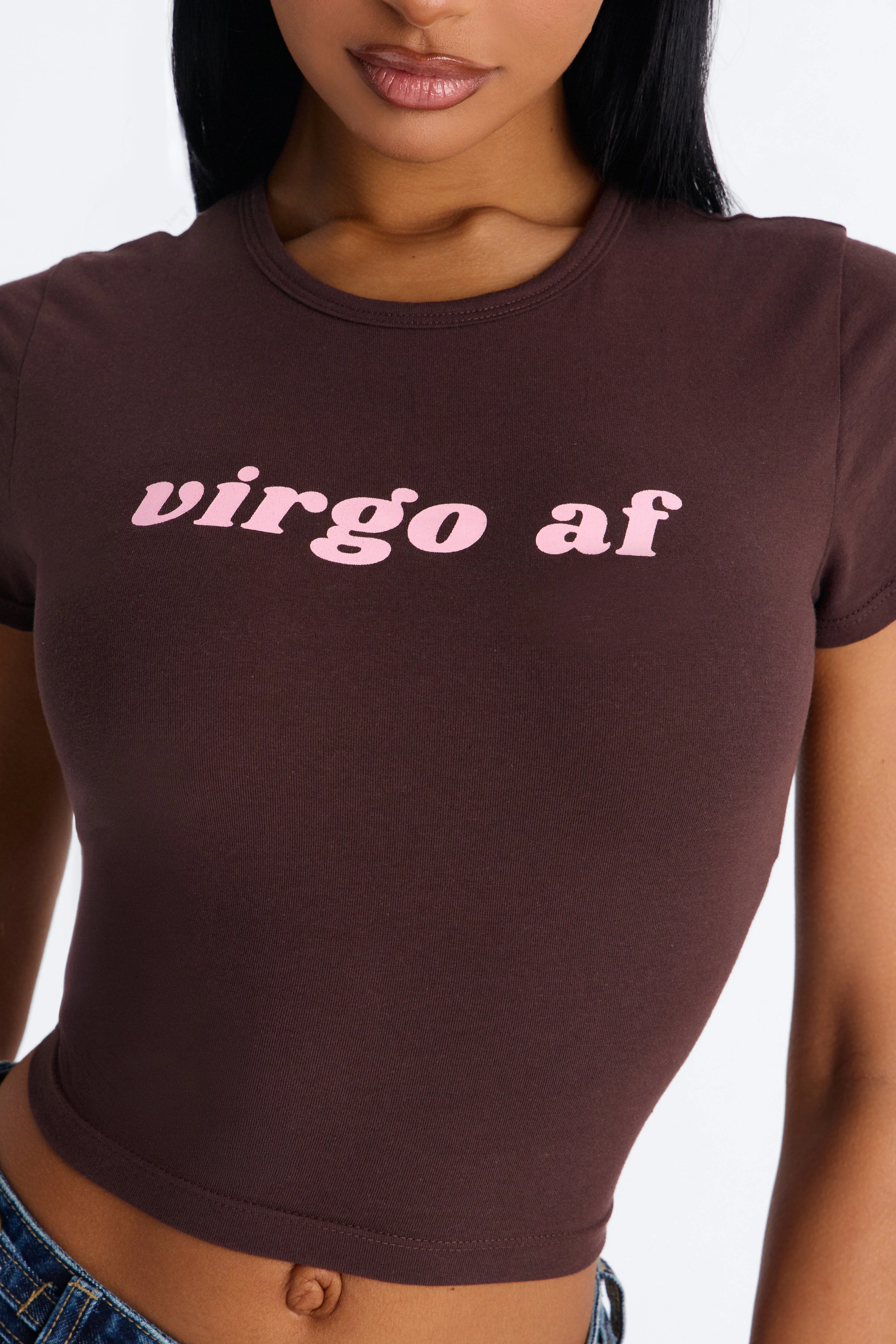 Virgo Af Baby Tee - Chocolate/Combo
