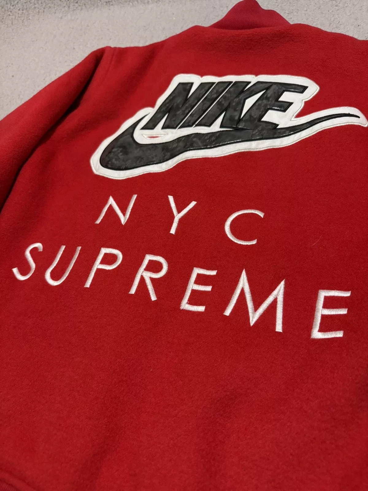 Nike Bombers Nike × Supreme Supreme x Nike SB Varsity Jacket SS07 Red