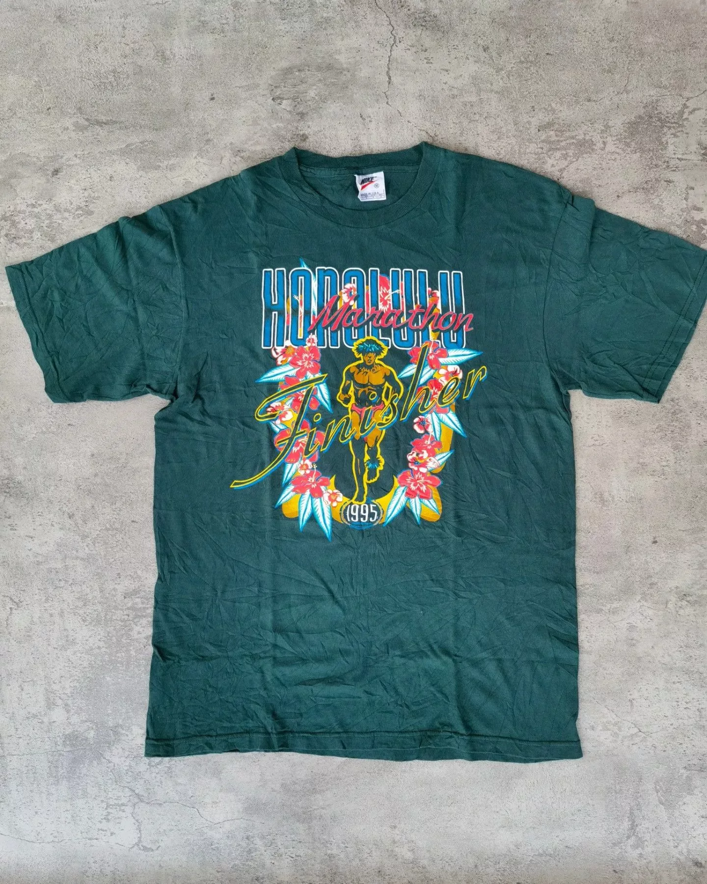 Nike Shirts Button Ups Nike × Vintage Vintage OG 90s Nike Honolulu Marathon Tshirt Green Streetwear