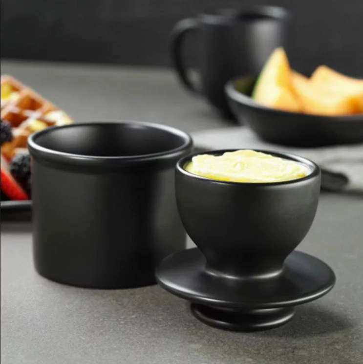 Retro Matte Black Butter Bell Crock