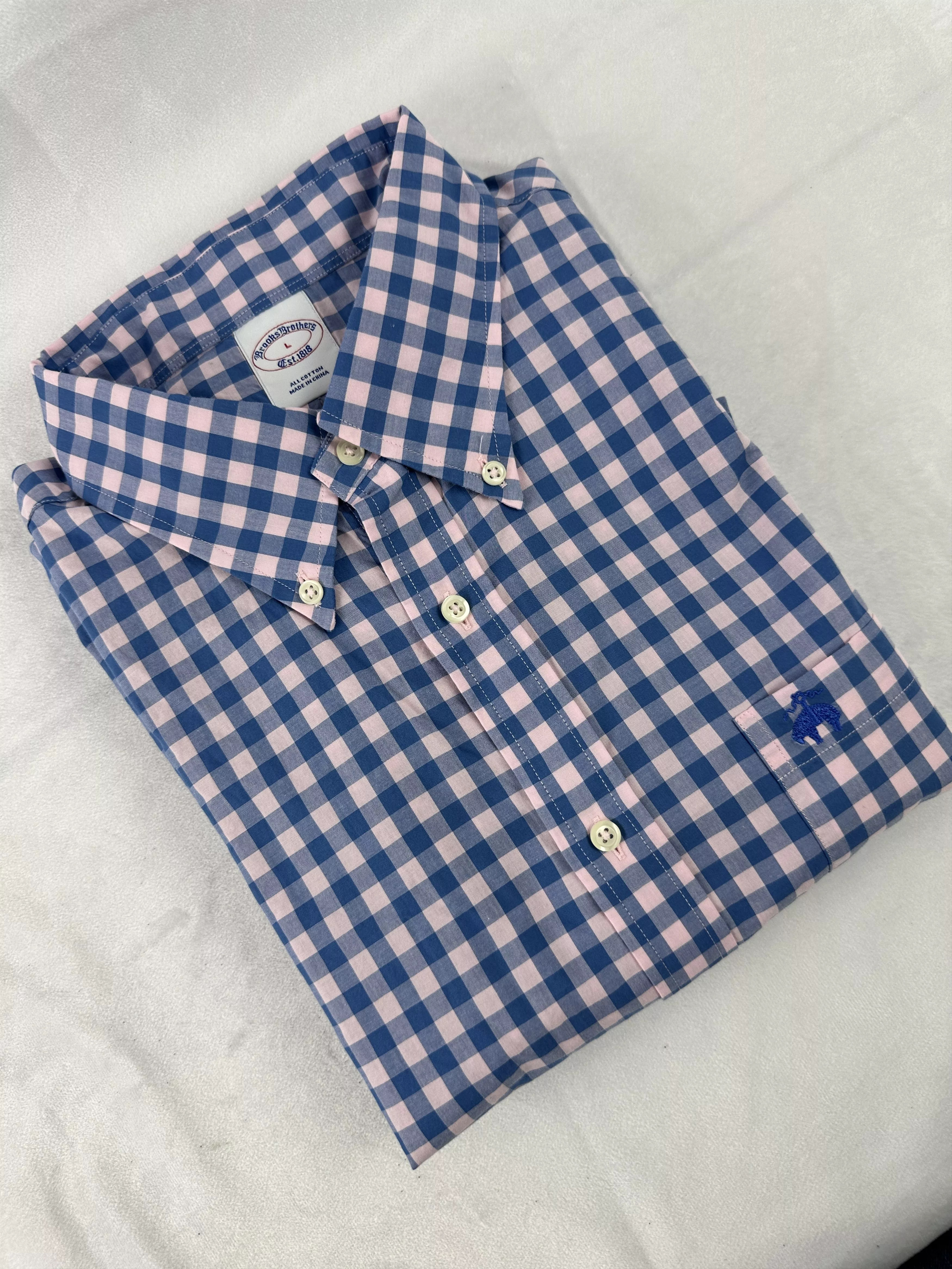 Brooks Brothers Shirts Button Ups Brooks Brothers 1818 Checked Button Down Shirt Lg Blue