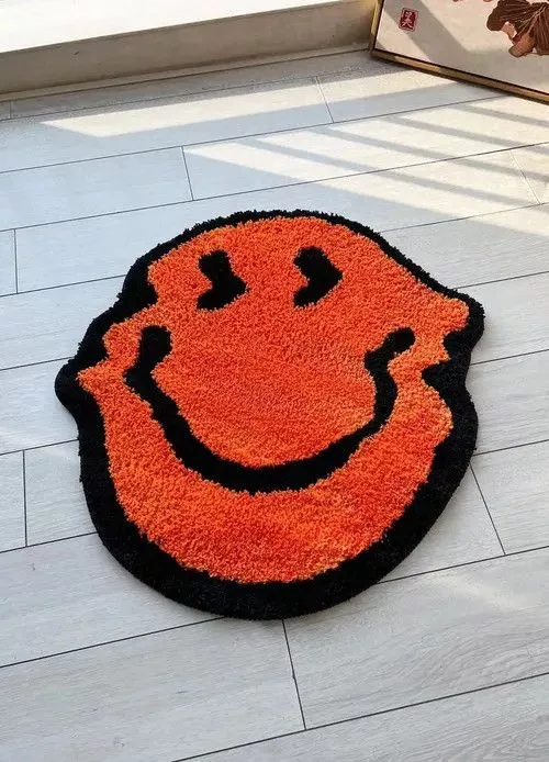 Other Miscellaneous Other 3D Twisted Smiling Handmade Soft Rug Orange