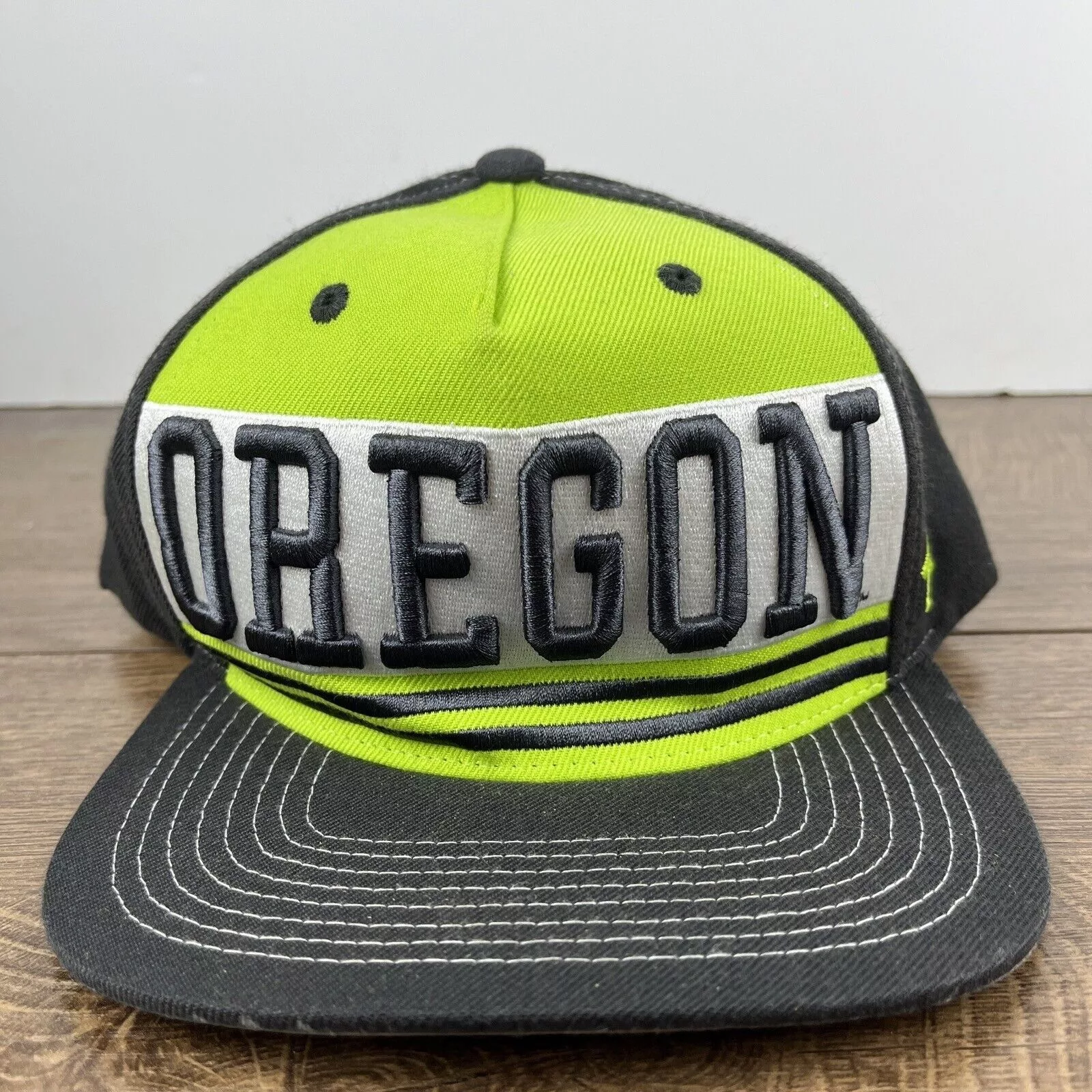 Other Hats Other Oregon Ducks Gray Green Hat Snapback Green Adjustable Hat Ad