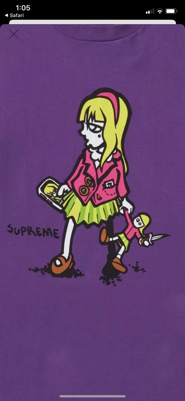 Supreme Short Sleeve T Shirts Supreme Suzie Switchblade Tee Purple