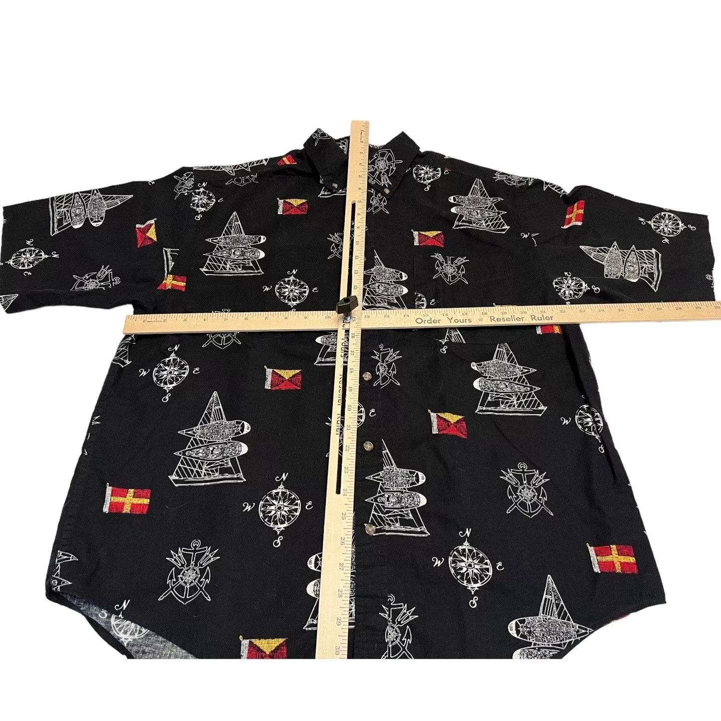 Puritan Shirts Button Ups Puritan Black Short Sleeve Button Up Shirt Boats and Compass
