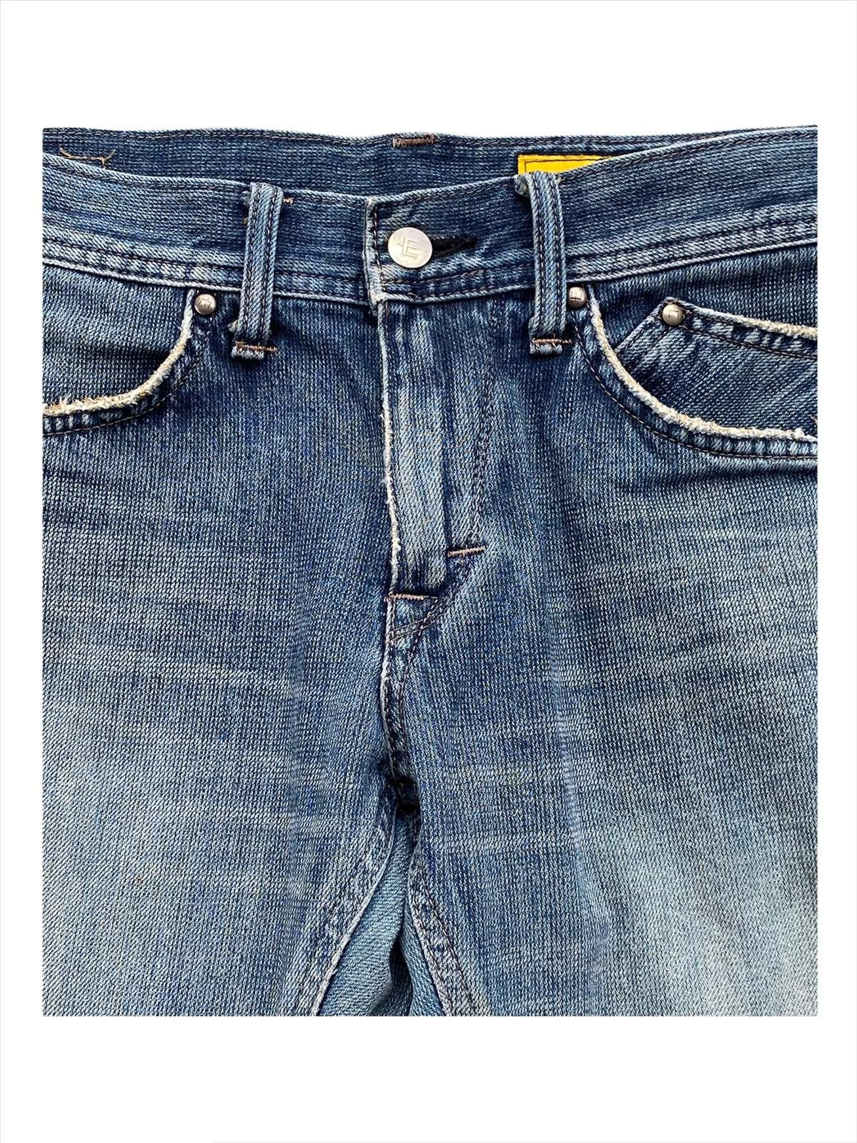 Edwin Denim Vtg Edwin E-function Curved Leg Distressed Denim MadeInJapan Blue Vintage