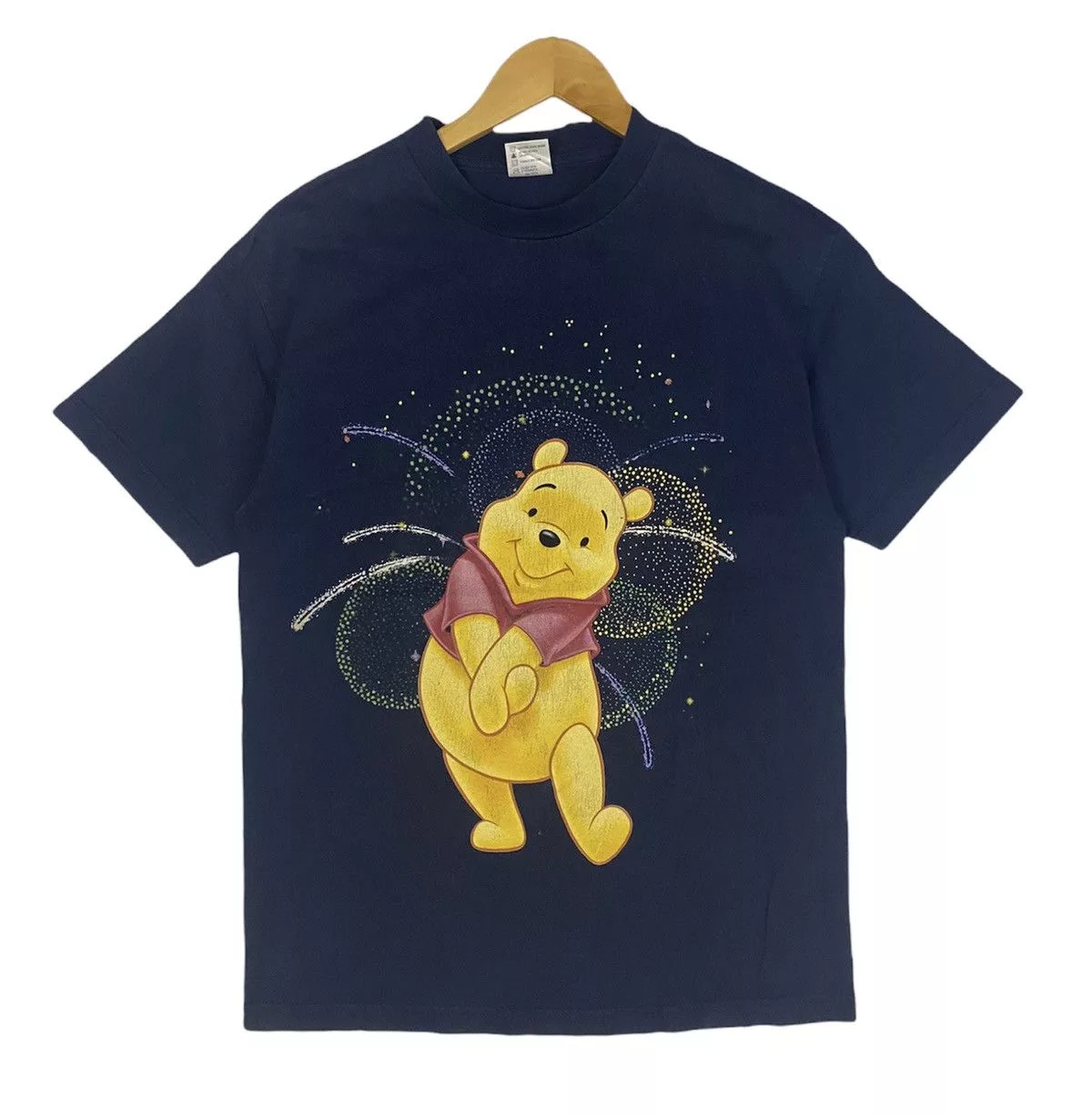 Cartoon Network Short Sleeve T Shirts Cartoon Network × Vintage Vintage Pooh Big Logo T-Shirt Blue Streetwear
