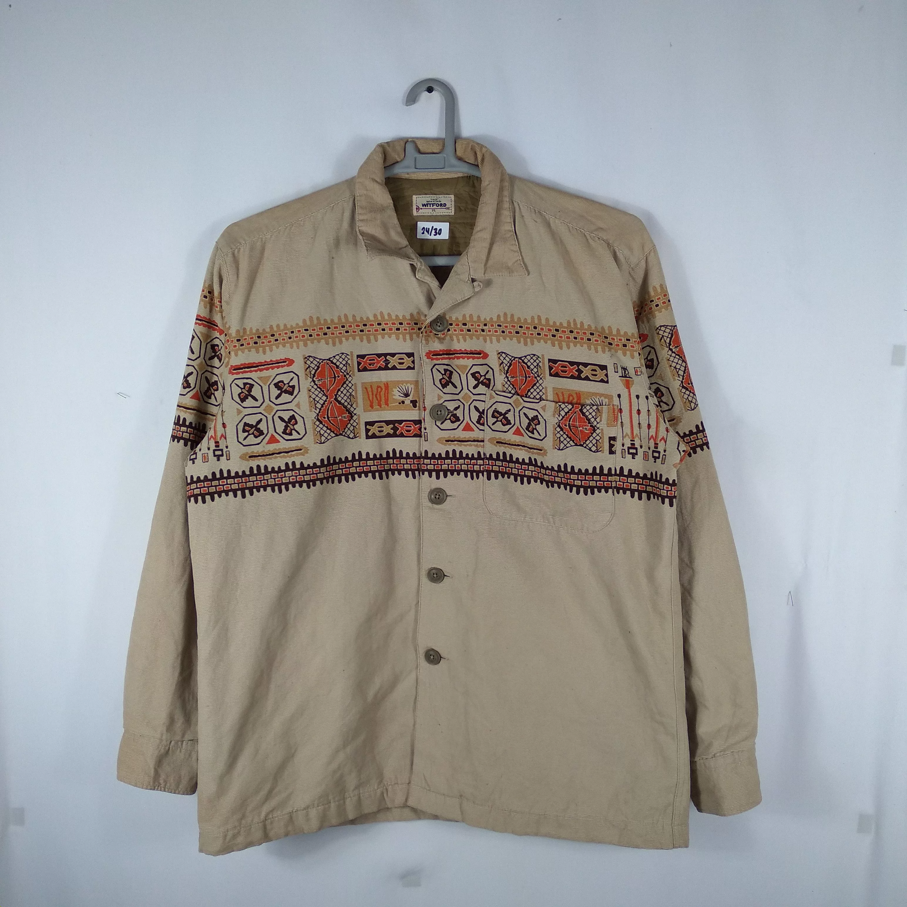 Native Light Jackets Native × Vintage Vintage WITFORD Corduroy Art Native Styles Buttons Jacket White Avant-Garde