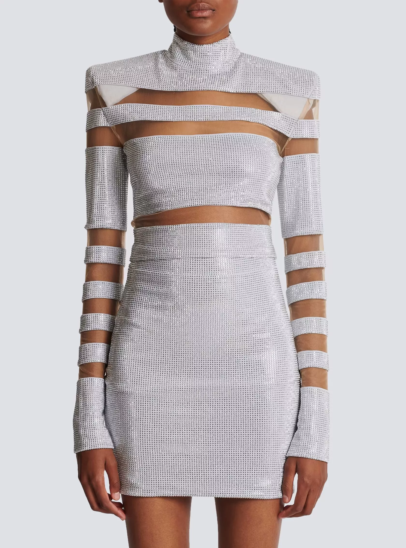 Balmain Crop Tops Balmain o1s1rm0624 Crop Top in Silver
