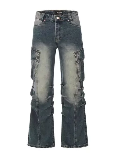 Japanese Brand Denim Japanese Brand × Jean Vintage washed distressed side pocket rare jeans Blue Streetwear