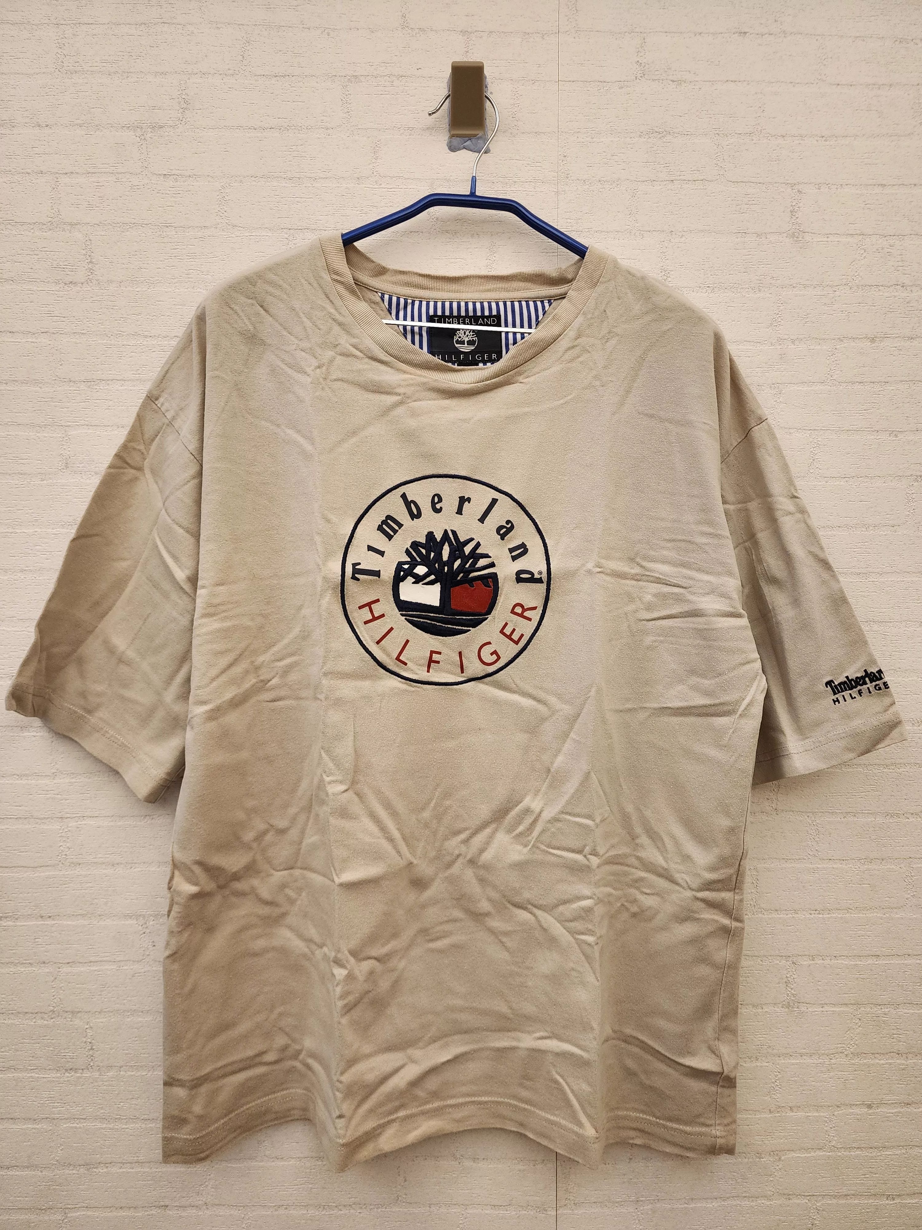 Timberland Short Sleeve T Shirts Timberland × Tommy Hilfiger Capsule Logo T-Shirt Beige