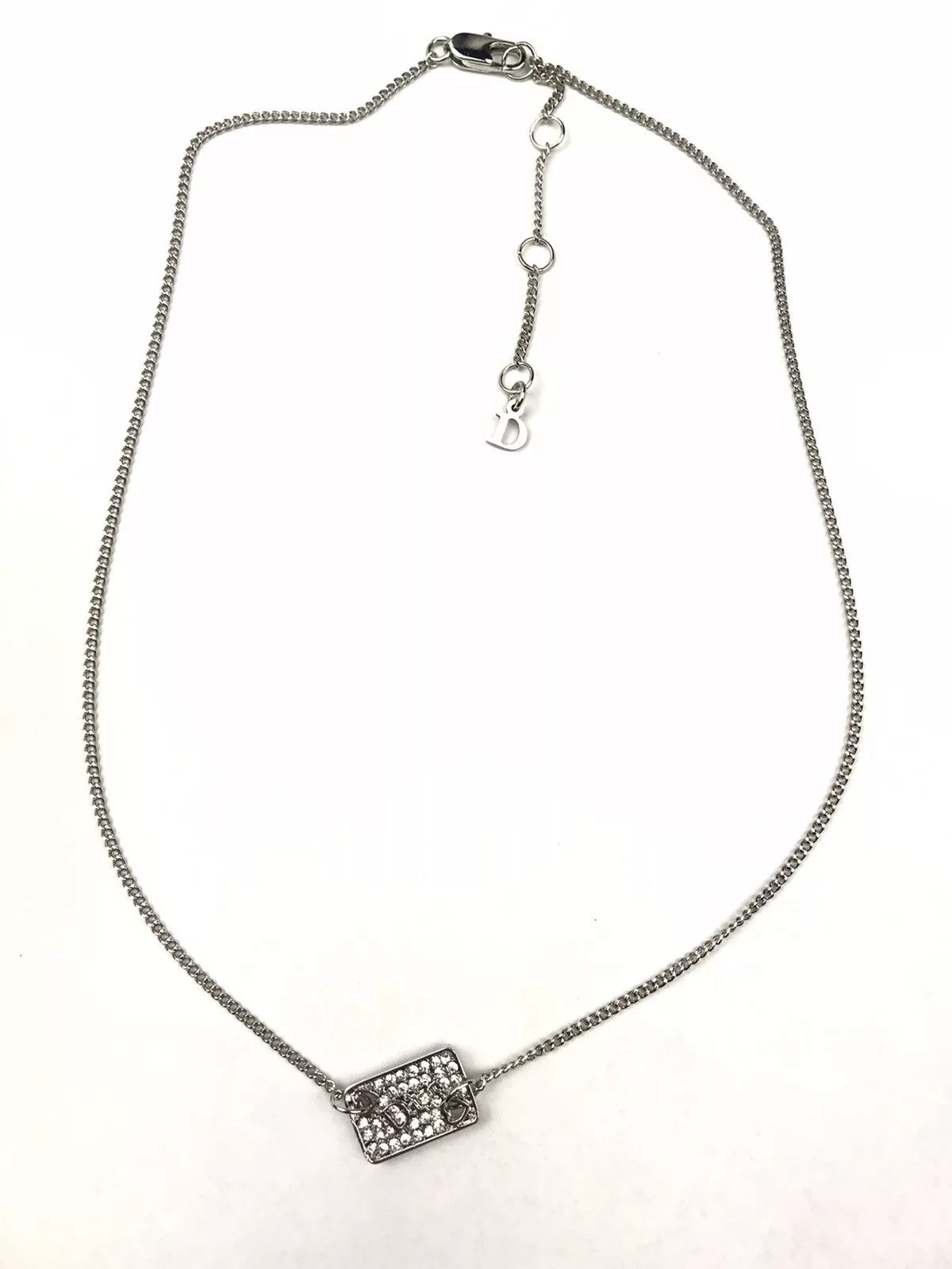 Dior Necklaces Dior Spell-out Plate w/ Crystals Silver