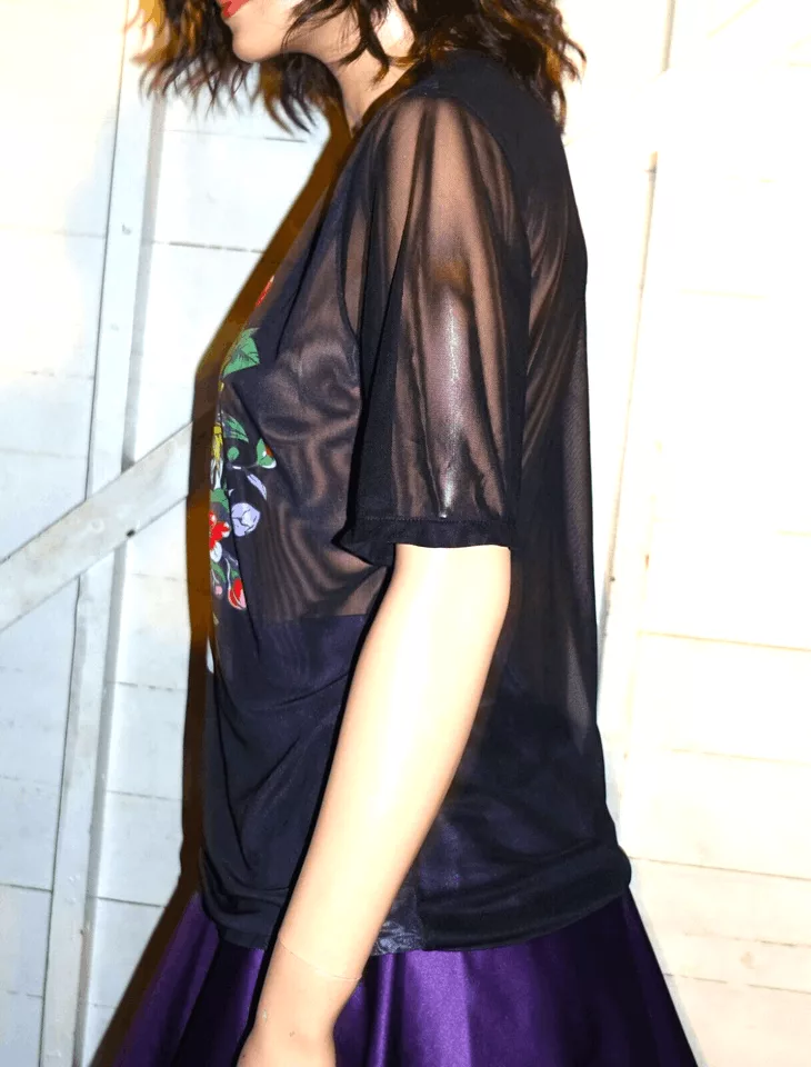 Other Blouses Other Black Sheer Skull Goth Blouse XL
