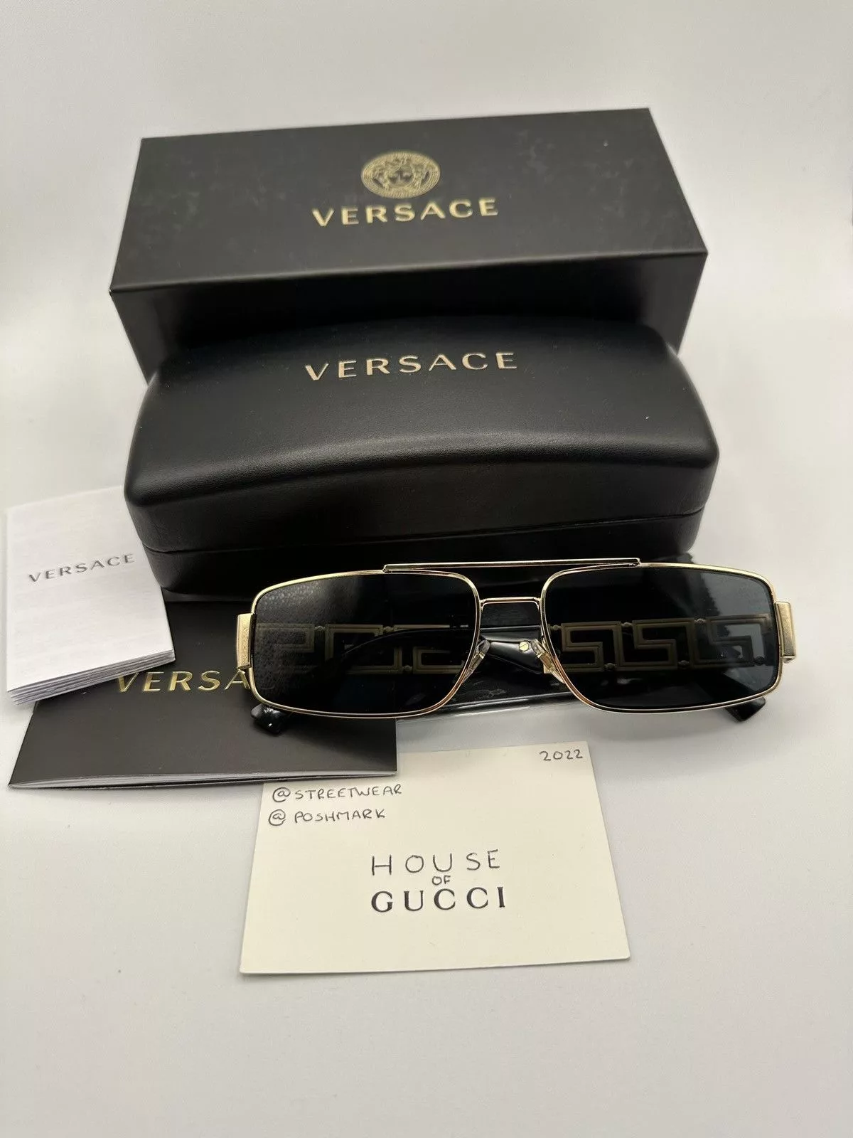 Versace Sunglasses Versace Monogram Statement Sunglasses Gold