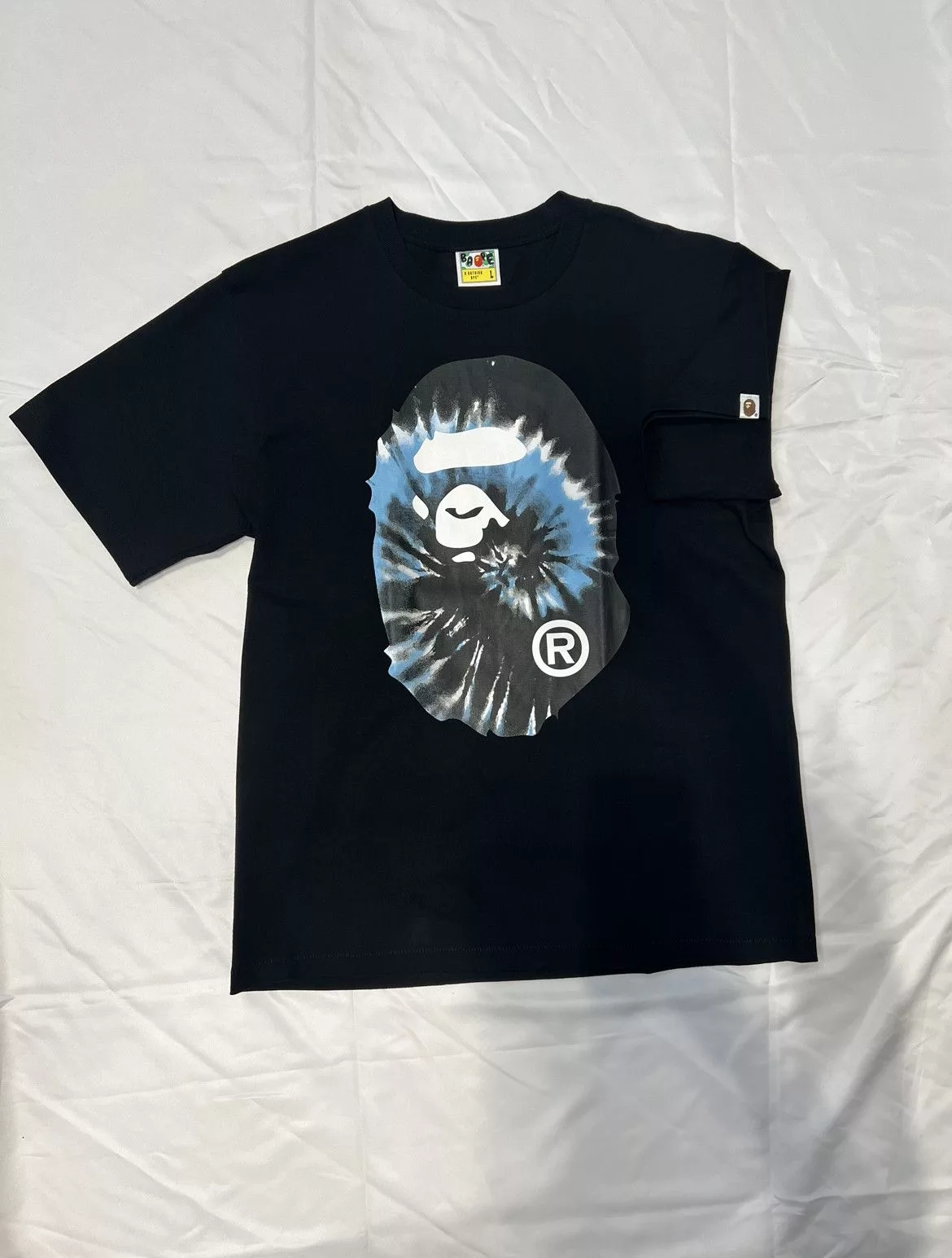 Bape Short Sleeve T Shirts BAPE Tie Dye Big Ape Head Tee Black/Blue