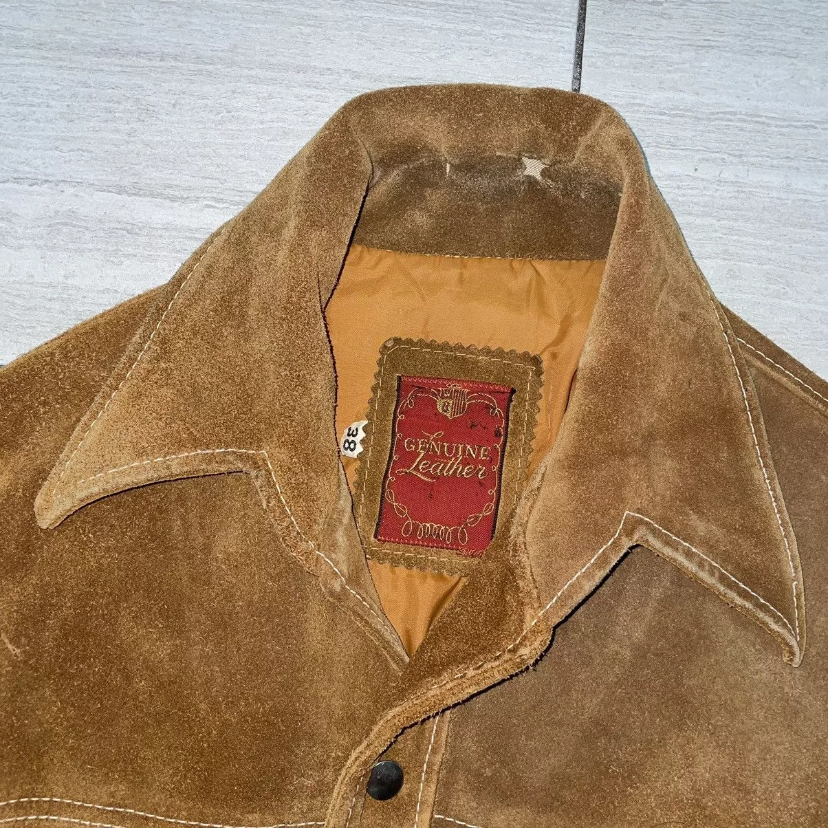 Other Leather Jackets Other Vintage Suede Snap Button Jacket/ Overshirt Gold