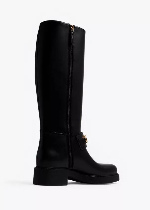 Gucci Miscellaneous Gucci Big Logo Leather Boots SIZE 38 Black